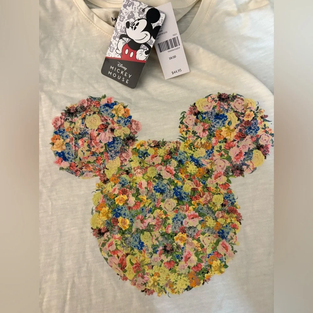 Lane Bryant Official Mickey Mouse Tee Shirt w/ Floral Design Plus Size 18/20 NWT - Picture 2 of 3